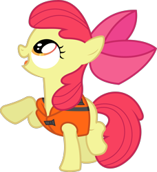 Size: 4000x4380 | Tagged: safe, artist:dasprid, apple bloom, earth pony, pony, pinkie apple pie, female, filly, lifejacket, looking up, simple background, solo, transparent background, vector