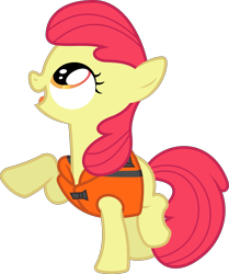 Size: 3661x4380 | Tagged: safe, artist:dasprid, edit, editor:slayerbvc, apple bloom, earth pony, pony, pinkie apple pie, accessory-less edit, female, filly, lifejacket, looking up, missing accessory, simple background, solo, transparent background, vector, vector edit