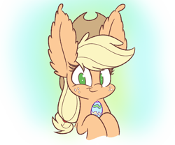 Size: 1200x1000 | Tagged: safe, artist:heir-of-rick, derpibooru import, applejack, earth pony, pony, cute, easter, easter egg, female, holiday, impossibly large ears, jackabetes, large ears, long ears, mare, smiling, solo