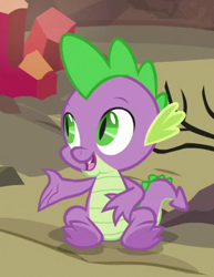 Size: 312x404 | Tagged: safe, screencap, spike, dragon, sweet and smoky, claws, cropped, male, smiling, tail, toes, winged spike