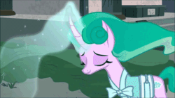 Size: 480x270 | Tagged: safe, screencap, mistmane, pony, campfire tales, aging, animated, lens flare, light, magic, old