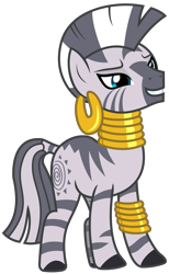Size: 2075x3375 | Tagged: safe, artist:sketchmcreations, zecora, zebra, she talks to angel, bracelet, cute, ear piercing, earring, female, jewelry, leg rings, mare, neck rings, piercing, simple background, smiling, solo, transparent background, vector, zecorable