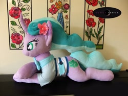 Size: 1280x960 | Tagged: safe, artist:purplenebulastudios, mistmane, pony, irl, photo, plushie, prone, solo