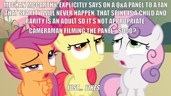 Size: 2000x1125 | Tagged: safe, edit, edited screencap, screencap, hearts and hooves day (episode), angry, caption, disgusted, eye twitch, female, frown, hearts and hooves day, image macro, male, meghan mccarthy, meme, reaction image, text