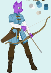 Size: 1845x2587 | Tagged: safe, artist:lumino010, anthro, pony, archery, bow, female, royal guard, solo, wip