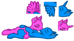 Size: 1301x719 | Tagged: safe, artist:zeka10000, alicorn, earth pony, pegasus, pony, unicorn, base, blank flank, eyes closed, hug, kissing, lying, romantic, shipping, simple background, transparent background, wings