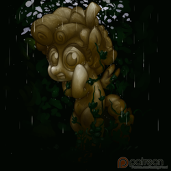 Size: 2000x2000 | Tagged: safe, artist:smudge proof, cozy glow, pegasus, pony, the ending of the end, cobble glow, female, filly, i have no mouth and i must scream, legion of doom statue, patreon, patreon logo, petrification, questionable description, rain