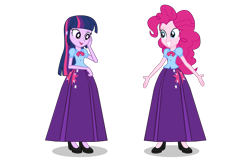 Size: 1411x908 | Tagged: safe, alternate version, artist:cartoonmasterv3, artist:see more by cartoonmasterv3, pinkie pie, twilight sparkle, twilight sparkle (alicorn), alicorn, equestria girls, alternate universe, clothes, female, lesbian, long skirt, shipping, skirt, twinkie