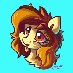 Size: 1600x1600 | Tagged: safe, artist:saxopi, oc, oc only, oc:autumn breeze, pony, bust, solo, tongue out