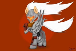 Size: 801x540 | Tagged: safe, artist:lynxx, pegasus, pony, robot, robot pony, armor, league of legends, sword, weapon, yasuo