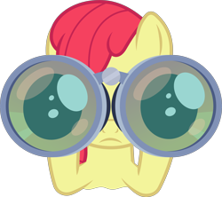 Size: 6874x6093 | Tagged: safe, artist:chrzanek97, edit, editor:slayerbvc, apple bloom, earth pony, pony, hard to say anything, absurd resolution, accessory-less edit, binoculars, female, filly, missing accessory, simple background, solo, transparent background, vector, vector edit