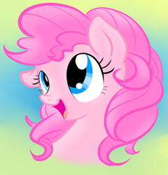 Size: 1353x1409 | Tagged: safe, artist:pinkamenaspy, derpibooru import, pinkie pie, earth pony, pony, bust, cute, diapinkes, ear down, female, mare, open mouth, portrait, solo