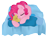 Size: 1677x1273 | Tagged: safe, artist:pinkamenaspy, derpibooru import, pinkie pie, earth pony, pony, bed, cute, diapinkes, eyes closed, pillow, plushie, prone, simple background, sleeping, solo, teddy bear, transparent background