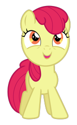 Size: 3793x6162 | Tagged: safe, artist:estories, edit, editor:slayerbvc, apple bloom, earth pony, pony, accessory-less edit, cute, female, filly, missing accessory, open mouth, simple background, solo, transparent background, vector, vector edit