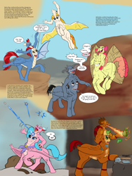 Size: 2000x2666 | Tagged: safe, artist:menagerie, dracony, dragon, hybrid, taur, unicorn, comic:the intimate alliance, armpits, belly face, conjoined, fusion, lore, merge, story, we have become one