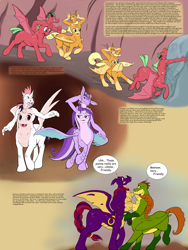 Size: 2000x2666 | Tagged: safe, artist:menagerie, dragon, pony, taur, unicorn, comic:the intimate alliance, armpits, belly face, conjoined, dragoness, female, fusion, lesbian, lore, merge, story, we have become one