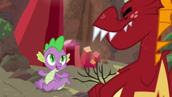 Size: 1920x1080 | Tagged: safe, screencap, garble, spike, dragon, sweet and smoky, claws, crystal, duo, male, smiling, winged spike