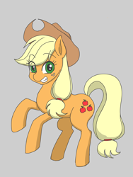 Size: 2448x3264 | Tagged: safe, artist:haibaratomoe, derpibooru import, applejack, earth pony, pony, cute, eye clipping through hair, female, gray background, jackabetes, mare, simple background, smiling, solo