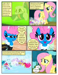 Size: 612x792 | Tagged: safe, artist:newbiespud, derpibooru import, edit, edited screencap, screencap, fluttershy, seabreeze, twilight sparkle, unicorn twilight, breezie, pegasus, pony, unicorn, comic:friendship is dragons, cauldron, clothes, comic, dialogue, female, flying, hat, looking down, male, mare, mushroom hat, reflection, saddle bag, screencap comic, smiling