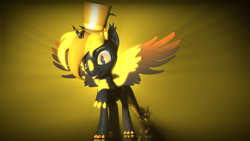 Size: 3840x2160 | Tagged: safe, artist:phoenixtm, oc, oc only, oc:phoenix stardash, alicorn, dracony, hybrid, 3d, alicorn oc, claws, cute, dracony alicorn, hat, looking at you, solo, source filmmaker, spread wings, tongue out, top hat, weapons-grade cute, wings