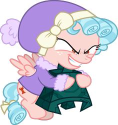 Size: 7554x8000 | Tagged: safe, artist:chrzanek97, artist:sinkbon, cozy glow, pegasus, pony, frenemies (episode), .svg available, absurd resolution, beanie, clothes, cozybetes, cute, cutie mark, female, filly, flying, grogar's bell, hat, simple background, solo, transparent background, vector