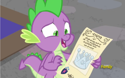 Size: 892x553 | Tagged: safe, screencap, spike, dragon, sparkle's seven, crown, discovery family logo, hard-won helm of the sibling supreme, jewelry, regalia, solo, winged spike