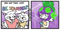 Size: 1000x504 | Tagged: safe, artist:memnoch, artist:stonetoss, edit, spike, dragon, comic, dj scales and tail, dragon costume