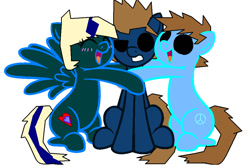 Size: 983x661 | Tagged: safe, artist:lizziegould, artist:nibblesgerbil, earth pony, pegasus, pony, alice, base used, eddsworld, hug, ponified, story included, tim, tom (eddsworld)