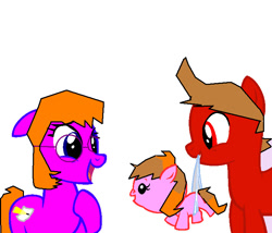 Size: 739x632 | Tagged: safe, artist:lizziegould, artist:rain-approves, oc, oc:rose, pony, base used, diaper, eddsworld, linda, mouth hold, offspring, parent:linda, parent:tord, ponified, story included, tord