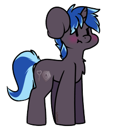 Size: 1151x1288 | Tagged: safe, artist:spoopygander, oc, oc only, oc:lock down, pony, unicorn, angery, blushing, chest fluff, chibi, cute, flustered, multicolored hair, solo