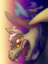 Size: 2700x3600 | Tagged: safe, artist:greenpidge, discord, draconequus, male, open mouth, sharp teeth, solo, teeth