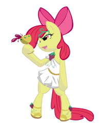 Size: 1627x2000 | Tagged: source needed, safe, artist:bamboodog, edit, apple bloom, earth pony, pony, alcohol, bacchus, bipedal, bow, clothes, drunk, drunker bloom, eyes on the prize, female, food, grapes, greek, hair bow, hoof hold, laurel wreath, looking at something, mare, older, older apple bloom, open mouth, open smile, roman, sandals, shoes, simple background, smiling, solo, toga, tunic, vine, wine