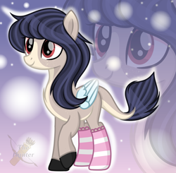 Size: 2160x2120 | Tagged: safe, artist:domina-venatricis, oc, oc only, pegasus, pony, clothes, colored wings, female, mare, socks, solo, striped socks, wings, zoom layer