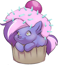 Size: 548x613 | Tagged: safe, artist:kez, oc, oc only, oc:berry frost, cupcake, food, simple background, solo, sprinkles, transparent background