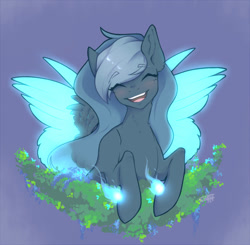 Size: 870x852 | Tagged: safe, artist:shinizavr, oc, pegasus, pony, eyes closed, open mouth, smiling, solo