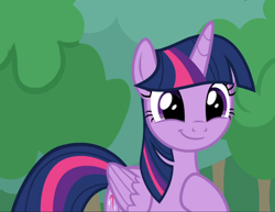 Size: 1216x938 | Tagged: safe, screencap, twilight sparkle, twilight sparkle (alicorn), alicorn, pony, the ending of the end, cropped, cute, female, happy, hoof on chest, mare, smiling, solo, tree, twiabetes