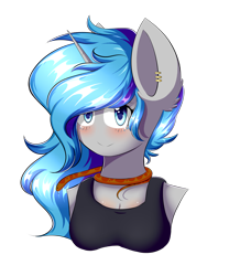 Size: 1800x2160 | Tagged: safe, artist:xprismxx, oc, oc:moonbeam zodiac, anthro, snake, bust, clothes, no nose, portrait, shirt, simple background, solo, transparent background