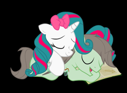 Size: 713x526 | Tagged: safe, artist:pinkie rose, oc, oc only, oc:paradox, oc:pinkie rose, pony, unicorn, cuddling, female, male, parose, straight