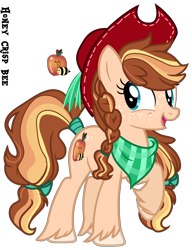 Size: 1382x1804 | Tagged: artist needed, safe, artist:sweet-psycho-uwu, oc, oc only, oc:honeycrisp bee, earth pony, pony, bandana, base used, female, hat, mare, offspring, parent:applejack, parent:caramel, parents:carajack, simple background, solo, tail wrap, transparent background