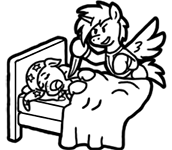 Size: 172x150 | Tagged: safe, artist:crazyperson, pony, fallout equestria, fallout equestria: commonwealth, bed, fanfic art, generic pony, imminent murder, knife, picture for breezies, sleeping