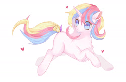 Size: 1780x1153 | Tagged: safe, artist:鬼乃, oc, oc only, oc:cherry heartstealer, pony, unicorn, bell, chest fluff, cute, female, heart, mare, simple background, solo, white background