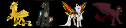 Size: 3380x768 | Tagged: safe, artist:fallenangel5414, changeling, changeling queen, griffon, kirin, pony, changelingified, crossover, female, godzilla, godzilla (series), godzilla: king of the monsters 2019, griffonized, king ghidorah, kirin-ified, madison russel, monsterverse, mothra, ponified, rodan, species swap, winged kirin