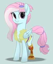 Size: 1024x1237 | Tagged: safe, artist:flylash6009, kerfuffle, pegasus, pony, rainbow roadtrip, amputee, clothes, female, long neck, mare, prosthetic leg, prosthetic limb, prosthetics, simple background, smiling, solo, vest