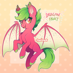 Size: 640x640 | Tagged: safe, artist:tsurime, bat, bat pony, fruit bat, pony, dragonfruit, dragonfruit bat