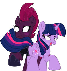 Size: 9334x9964 | Tagged: safe, artist:ejlightning007arts, tempest shadow, twilight sparkle, twilight sparkle (alicorn), alicorn, my little pony: the movie, absurd resolution, armor, blushing, broken horn, butt, eye scar, female, funny, horn, lesbian, plot, scar, shipping, simple background, stupid sexy twilight, tail seduce, tempestlight, transparent background, twibutt, vector