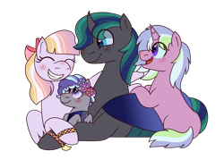 Size: 2048x1536 | Tagged: safe, artist:kindheart525, artist:peep-dis, oc, oc:philia agape armet, oc:swan lake, changepony, hybrid, pegasus, pony, unicorn, bracelet, female, friendship bracelet, interspecies offspring, jewelry, kindverse, male, offspring, parent:oc:philia agape armet, parent:oc:swan lake, parent:queen chrysalis, parent:shining armor, parents:oc x oc, parents:shining chrysalis, straight