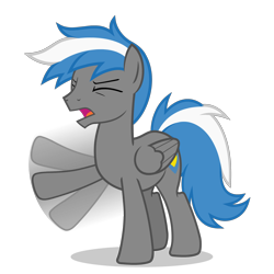 Size: 894x894 | Tagged: safe, artist:oblivionfall, oc, oc only, oc:cloud zapper, pegasus, pony, eyes closed, male, open mouth, solo, stallion, waving