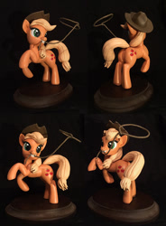 Size: 666x906 | Tagged: safe, artist:vita96, derpibooru import, applejack, earth pony, pony, applejack's hat, cowboy hat, craft, female, hat, irl, lasso, mare, mouth hold, photo, rearing, rope, sculpture, solo