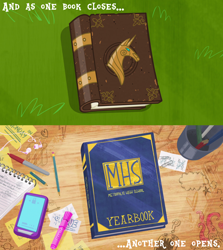 Size: 920x1033 | Tagged: safe, edit, edited screencap, screencap, pony, the last problem, book, book ending, book of harmony, comparison, dc superhero girls, end of ponies, the end