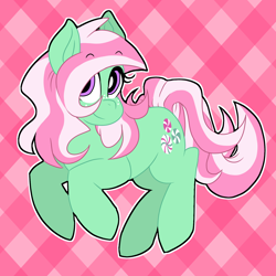 Size: 1668x1668 | Tagged: safe, artist:cenonplusfish, minty, earth pony, pony, abstract background, cute, female, freckles, mare, mintabetes, solo